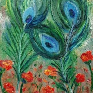 Peacock feathers painting